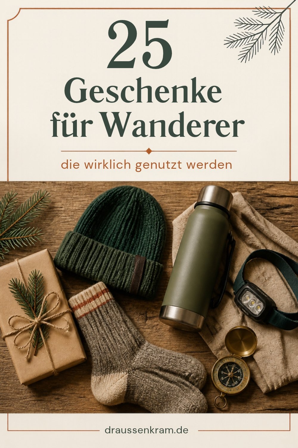 25 Geschenke für Wanderer, die wirklich genutzt werden – von der Stirnlampe bis zur Thermosflasche. Geschenkideen für Weihnachten und Geburtstag. #wandern #geschenkideen #weihnachtsgeschenke